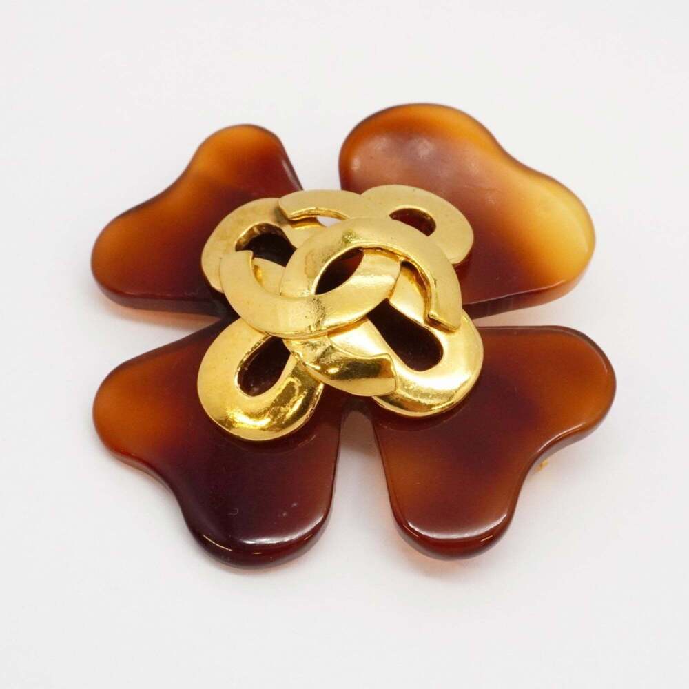 CHANEL Brown Logo Brooch - Picture 2 of 11